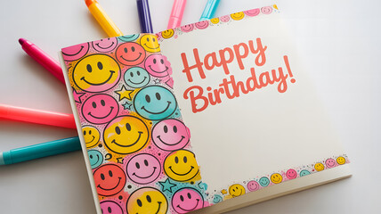 Happy Birthday Card with Smiley Faces