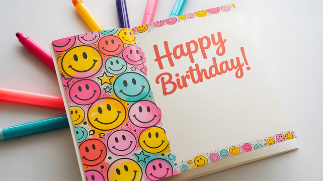 Happy Birthday Card with Smiley Faces