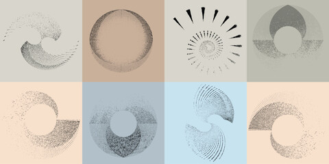 Sprayed black spiral.Graffiti art design . Noise dispersion circle logo . Spray effect .Grunge, grainy, gritty texture . Distressed element .vector 
