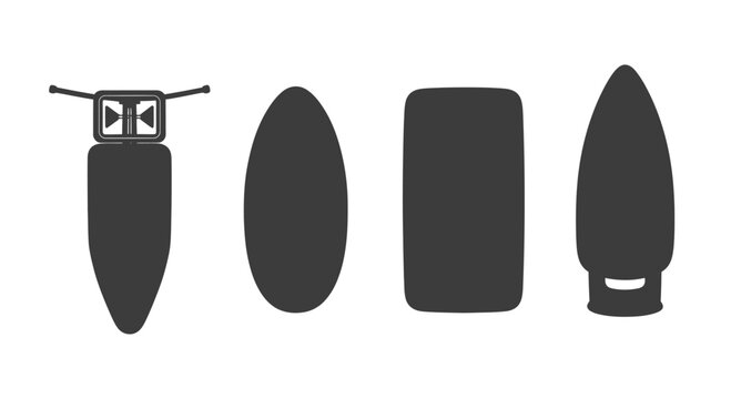 Collection of four different ironing boards silhouettes ready for laundry home appliances vector