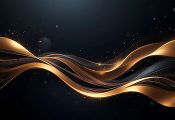 Abstract golden wave on dark background. Vector illustration for your design.