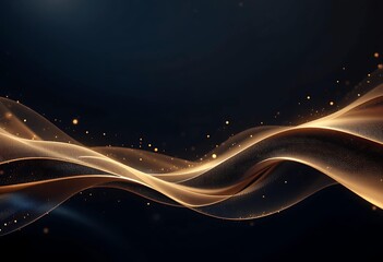 Abstract golden wave on dark background. Vector illustration for your design.