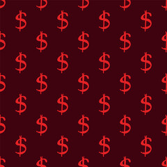 Seamless pattern with dollar currency symbol for decorative print, wrapping paper, greeting cards, wallpaper and fabric