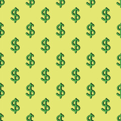 Seamless pattern with dollar currency symbol for decorative print, wrapping paper, greeting cards, wallpaper and fabric