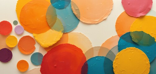 Colorful overlapping translucent circles forming an abstract textured composition with warm tones