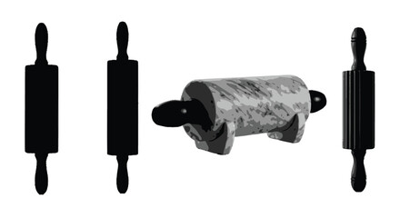 Four rolling pins baking kitchen tools isolated on white for culinary projects vector