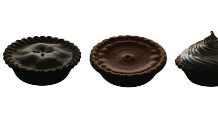 Three assorted small desserts isolated on ready for baking vector