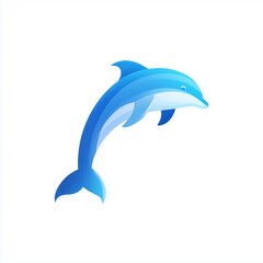 Obraz premium Blue dolphin jumping marine animal illustration ocean wildlife aquatic design symbol