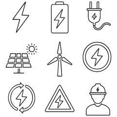 Electricity and energy icon set vector