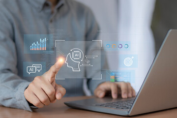 Obraz premium AI artificial intelligence digital document management, storage and verification