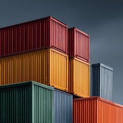 Stacked Colorful Cargo Containers