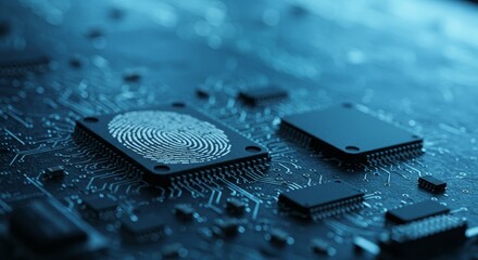 Fingerprint authentication on a microchip illustrates digital security measures