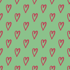 Seamless pattern with hand drawn heart doodle for decorative print, wrapping paper, greeting cards and fabric