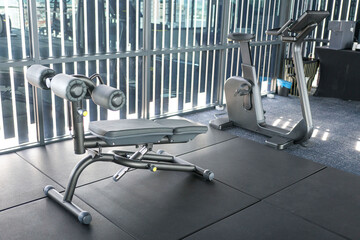 Gym equipment inside a gymnasium