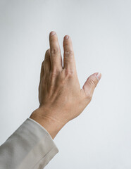 Businessman finger touching, hand clicking gesture.
