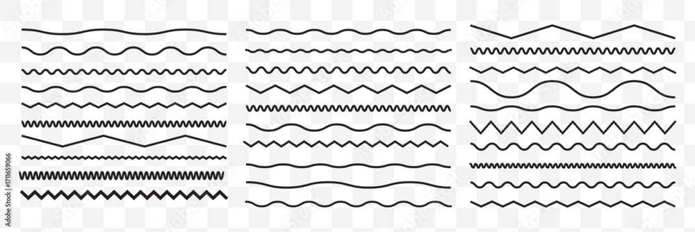 Poster waves line set. wave ornament pattern. set of wavy zigzag lines. wave thin line background. vector z