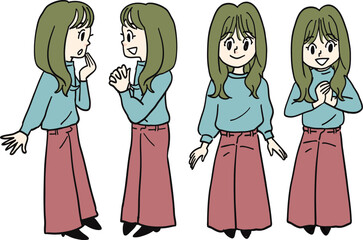 人物の横前全身像