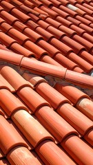 Terracotta roof tiles close-up