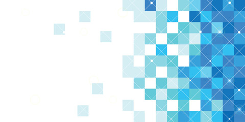 Abstract background with blue gradient square shapes and glowing white lines. Modern business banner concept. Vector illustration.