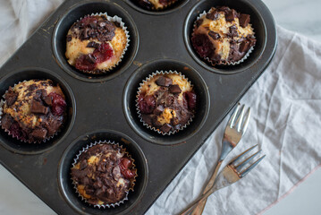 sweet home made chocolate cherry muffins