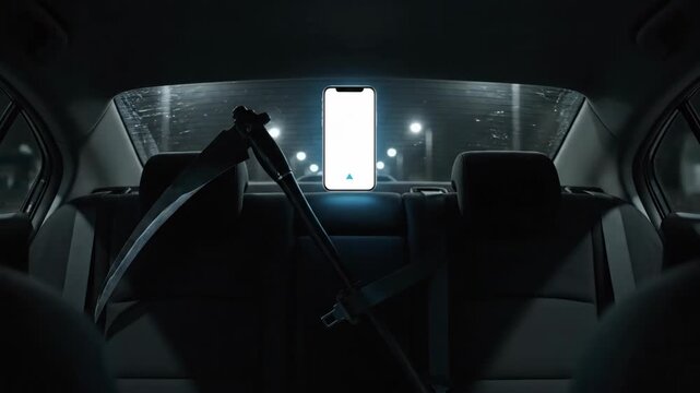 Unsettling Ride-Share, Grim Reaper's App: The Dark Humor of Modern Travel, Unexpected Passenger: Grim Reaper's Scythe Securely Buckled in Ride-Share Car