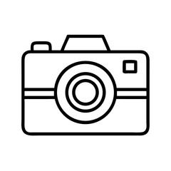 Simple line art icon of a digital camera isolated on transparent background