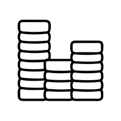 Stacked coins icon representing wealth and finance isolated on transparent background