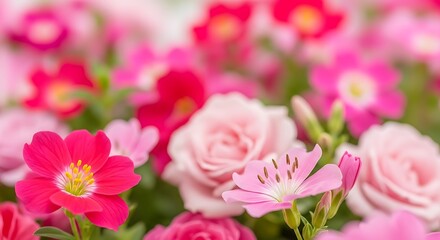 Beautiful Pink and Red Flowers in Bloom.
