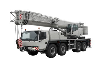 Powerful Mobile Crane Heavy Lifting Equipment Construction Machinery Industrial Vehicle isolated on transparent background