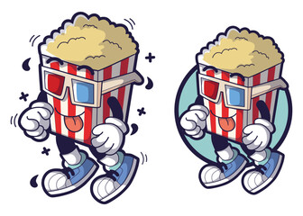 Delicious popcorn cartoon character mascot design