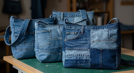Unique handcrafted denim handbags: Stylish upcycled designs for sustainable living