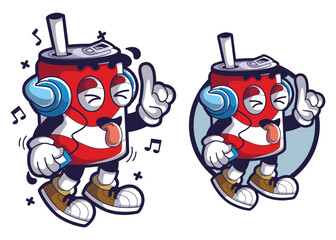 Coke drink cartoon mascot illustration