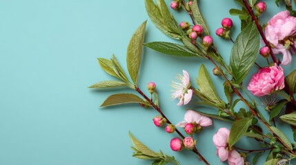 abstract spring composition. Flat lay, top view, copy space