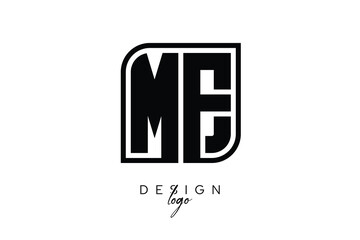 ME Block Monogram Logo &ndash; Bold Geometric Lettermark in Rectangular Style for Modern Branding & Identity