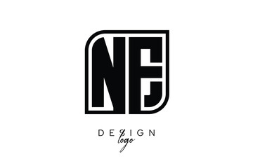 Obraz premium NE Block Monogram Logo – Bold Geometric Lettermark in Rectangular Style for Modern Branding & Identity