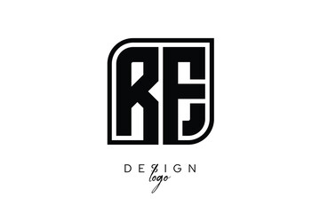 Fototapeta premium RE Block Monogram Logo – Bold Geometric Lettermark in Rectangular Style for Modern Branding & Identity