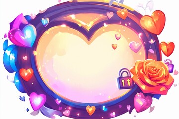 Colorful lantern and hearts decorative frame for a greeting card design perfect for special occasions