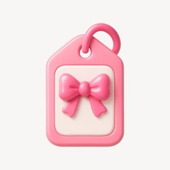 Cute pink bow tag illustration.