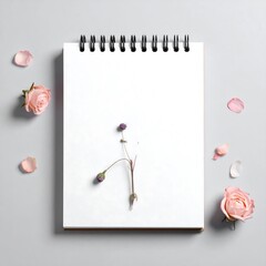 Blank notebook with small flowers