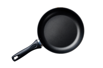Empty black frying pan, top view