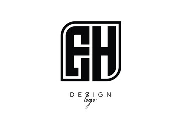 Obraz premium EH Block Monogram Logo – Bold Geometric Lettermark in Rectangular Style for Modern Branding & Identity