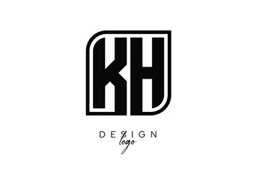 Obraz premium KH Block Monogram Logo – Bold Geometric Lettermark in Rectangular Style for Modern Branding & Identity