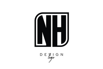 NH Block Monogram Logo – Bold Geometric Lettermark in Rectangular Style for Modern Branding & Identity