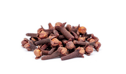 Dry spice cloves isolated on white background.