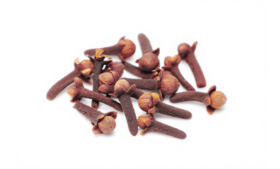 Dry spice cloves isolated on white background.
