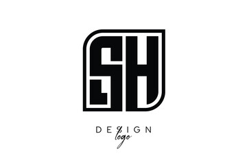 SH Block Monogram Logo – Bold Geometric Lettermark in Rectangular Style for Modern Branding & Identity