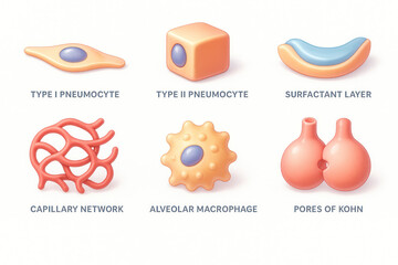 Fototapeta premium Illustration of Lung Cells and Structures