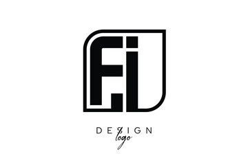 FI Block Monogram Logo – Bold Geometric Lettermark in Rectangular Style for Modern Branding & Identity