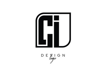 CI Block Monogram Logo – Bold Geometric Lettermark in Rectangular Style for Modern Branding & Identity