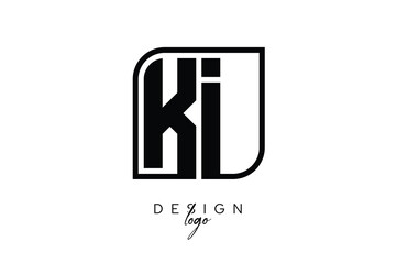 Fototapeta premium KI Block Monogram Logo – Bold Geometric Lettermark in Rectangular Style for Modern Branding & Identity